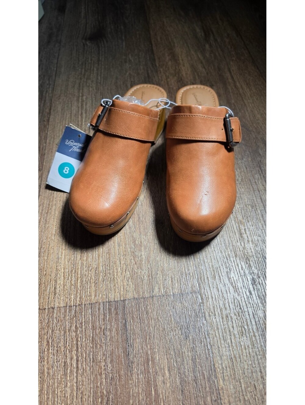 NWT Universal Thread Brown Faux Leather Clog Mules Buckle Detail Size 8, #120 - Picture 1 of 8